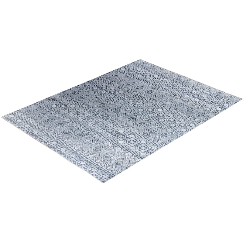 Ikat One-of-a-Kind Hand-Knotted Area Rug, Blue - 9' 1" x 12' 3"