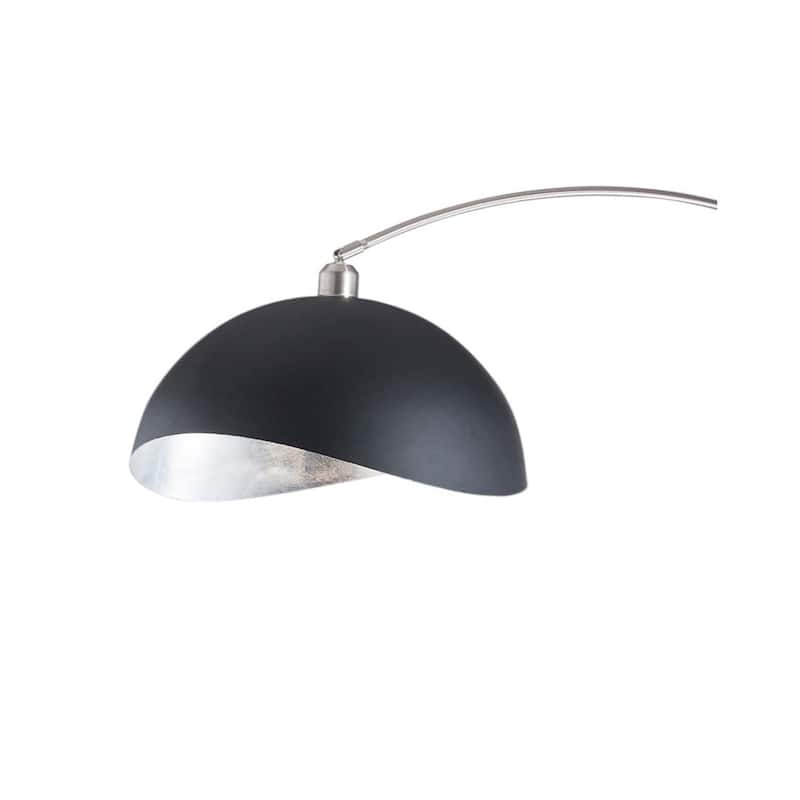 Luna Bella Arc Floor Lamp - 92", Antique Nickel, Matte Black/Silver Leaf Shade, Marble base, Dimmer Switch - Weathered Brass