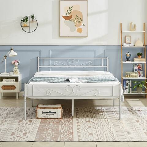 VECELO Premium Platform Bed Frame with Headboard Easy Set-up Twin/Full/Queen Size Bed