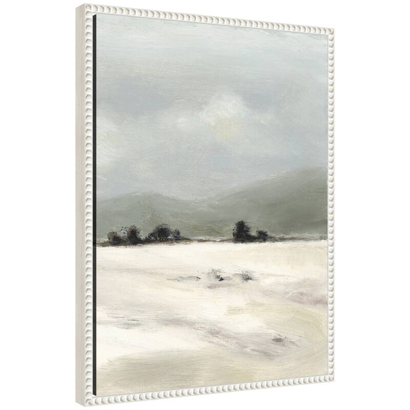 Kate and Laurel Sylvie Beaded December Mist 2 Framed Canvas by Mackenzie Nelson - White