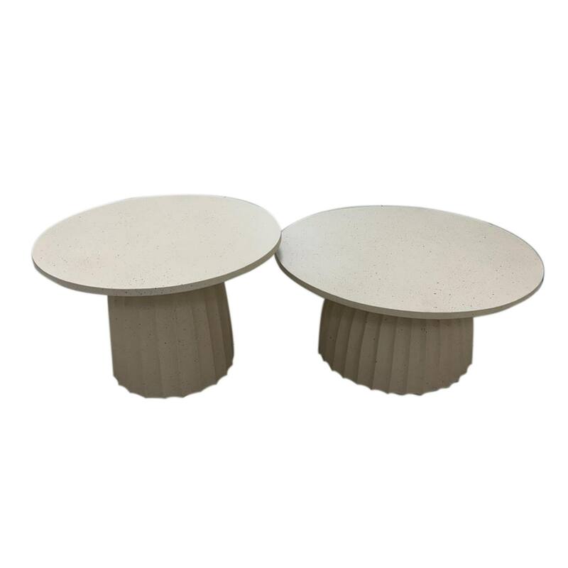 Chiseled Base Aluminum Coffee Table - 27.5" - Beige
