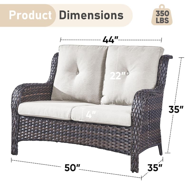 Outdoor Patio Wicker Loveseat Sofa - 2-Seater Rattan Sofa