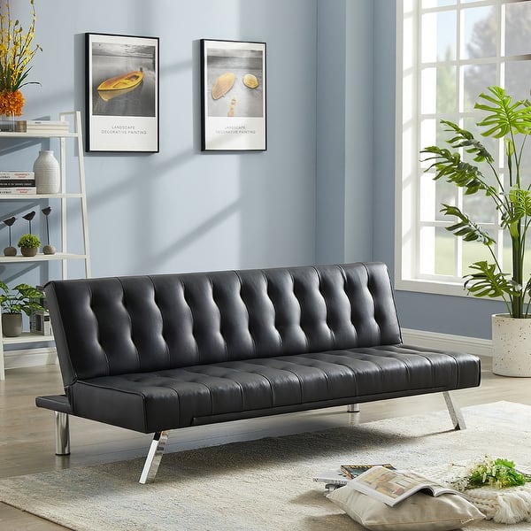Modern Faux Leather Sofa Bed Couch, Convertible Folding Sofa Bed