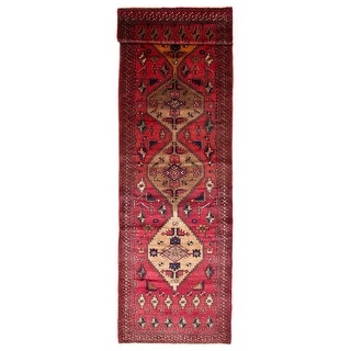 ECARPETGALLERY Hand-knotted Andelz Red Wool Rug - 3'6 x 12'10
