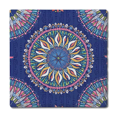 Mandala Seas 4 Pack Absorbent Stone Coasters with Cork Backing 4" Square Made in The USA Absorbent Wipes Clean