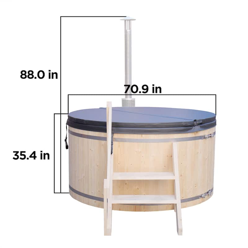 ALEKO Pine Hot Tub and Ice Bath 4-5 Person with Wood-Fired Heater