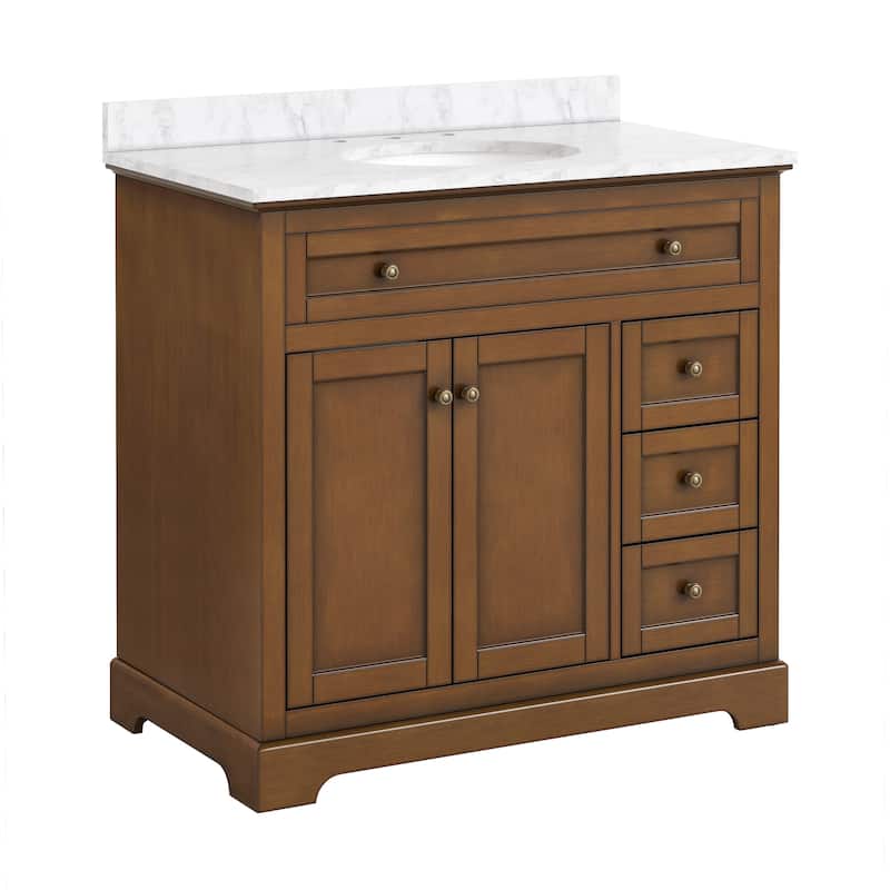 36/48/60 in. Bathroom Vanity in Wood with Ceramic Undermount Sink, Vanity with soft close Drawers