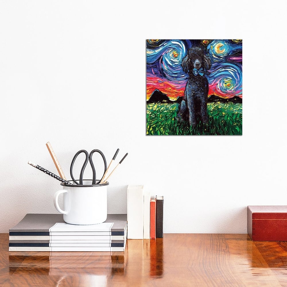 iCanvas 'Black Poodle Night' by Aja Trier Canvas Wall Print