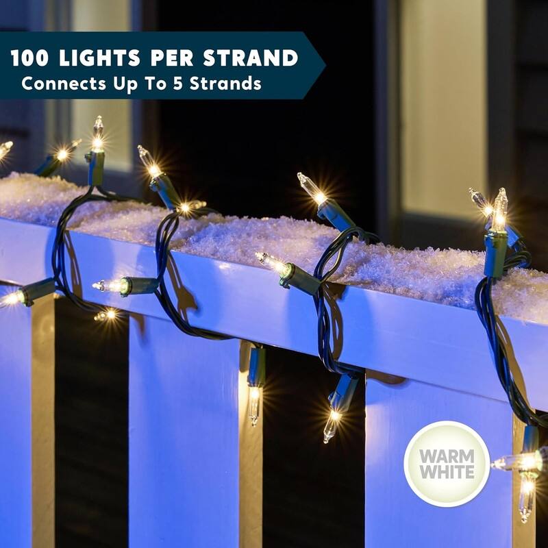 100-Count Clear White Christmas Light Set - Green