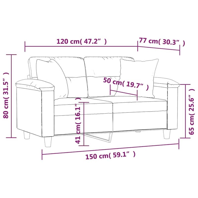 vidaXL Sofa Sectional Modern Couch with Pillows and Cushions Microfiber Fabric