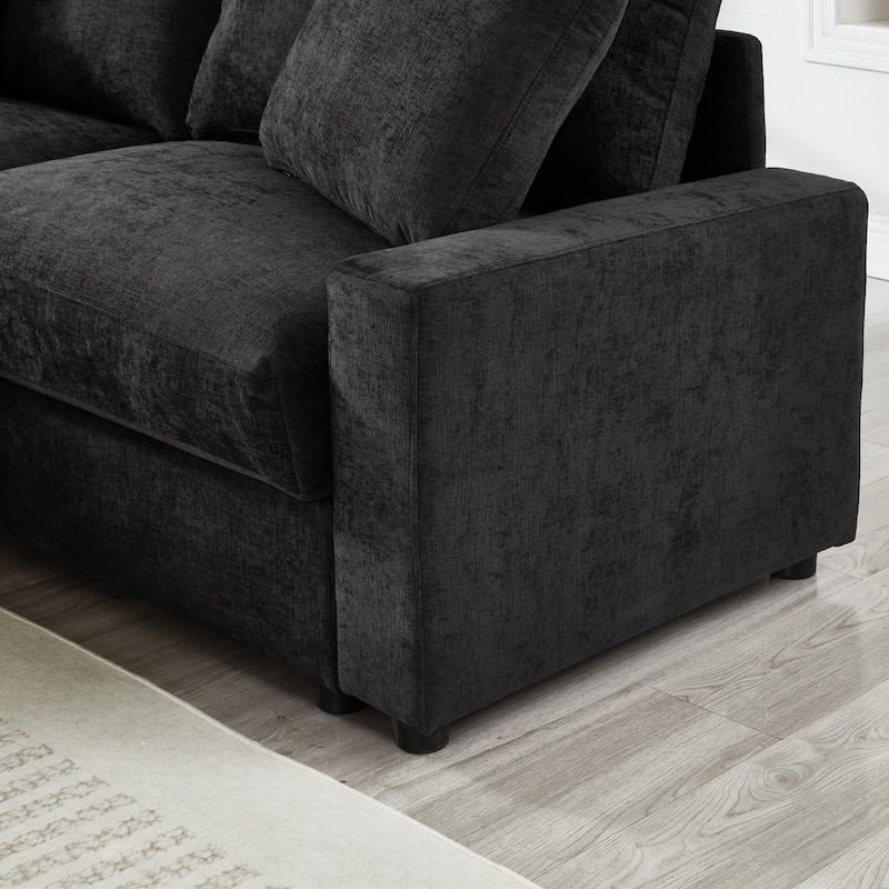 103.54" L-Shaped Sectional Sofa with Storage and Movable Ottoman