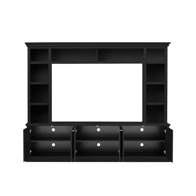 All-in-One Modern TV Stand with Bookcase 3 Adjustable Shelves 70 Inch TV