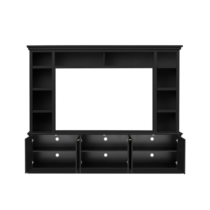 All-in-One Modern TV Stand with Bookcase for TVs up to 70 inch, Entertainment Center with 3 Adjustable Shelves