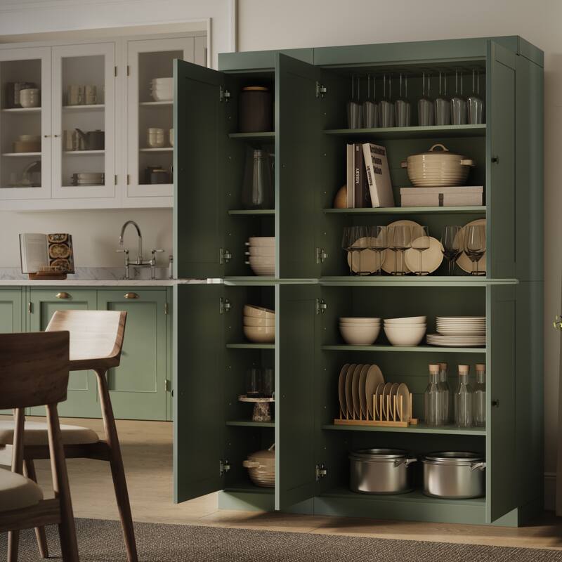 Palace Imports 100% Solid Wood 48.5" Pantry Cabinet with Shaker Doors and Adjustable Shelves