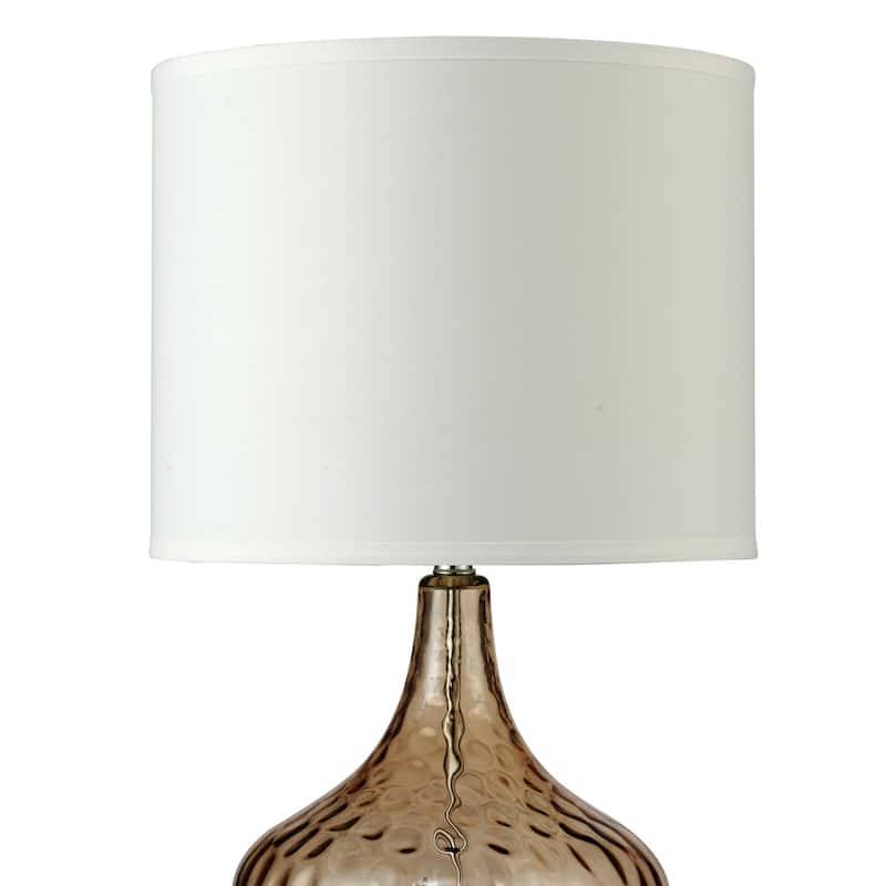 24.5" Tall Glass Table Lamp "Courtney", Amber Glass and Chrome Silver