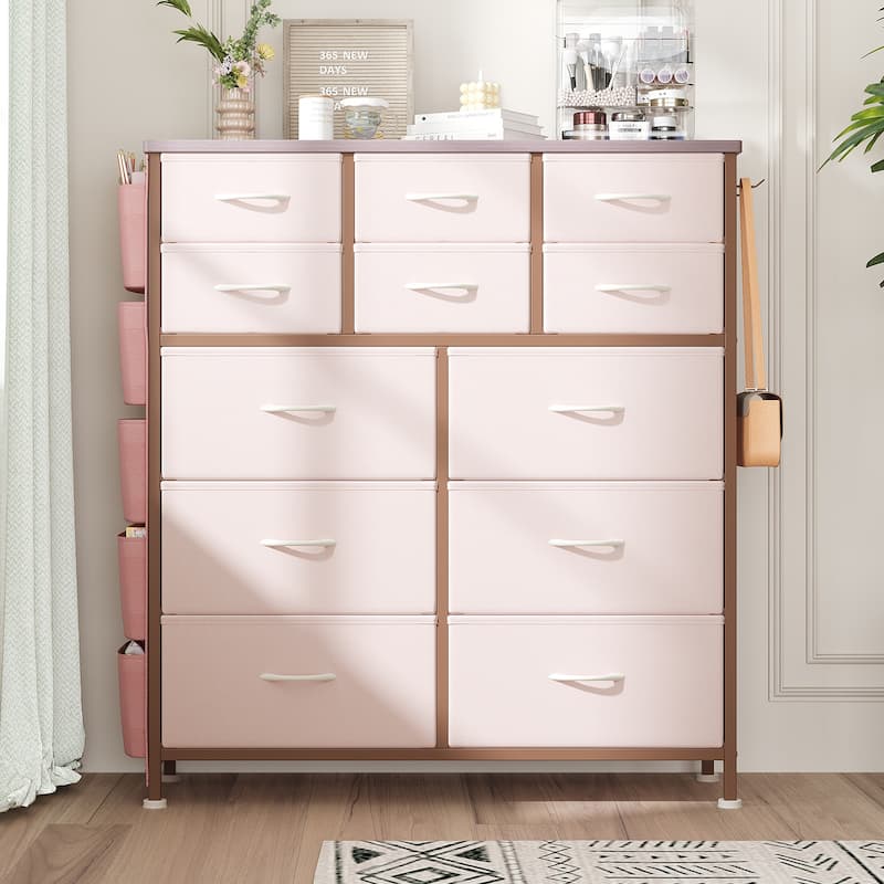12-Drawer Chest of Drawers Storage Cabinet Dresser Organizer Unit - Pink