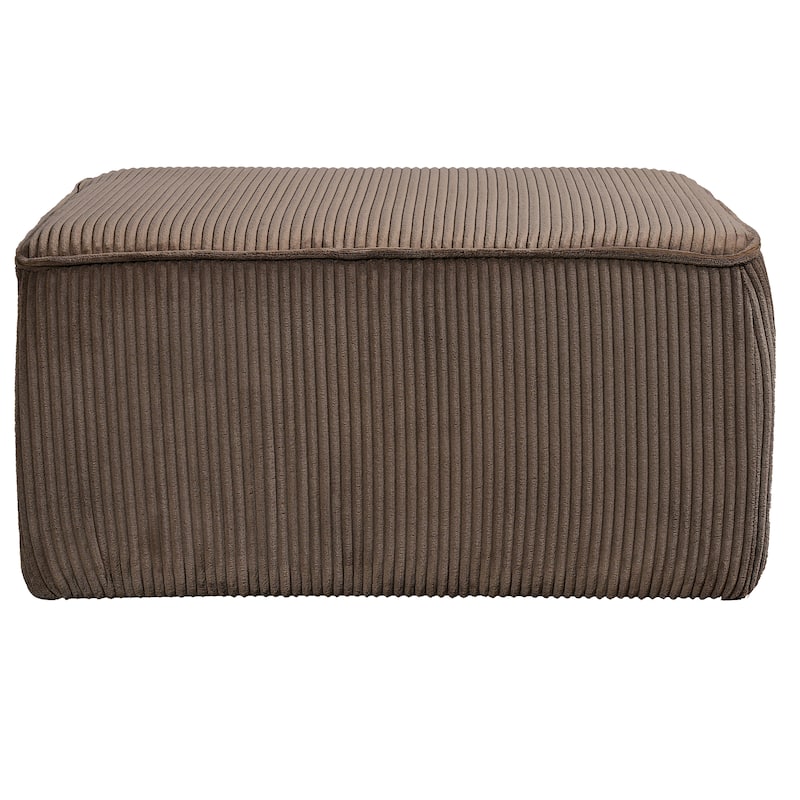 Christopher Knight Home - Modern Upholstered Corduroy Square Ottoman for Living Room with Plush Foam Cushion