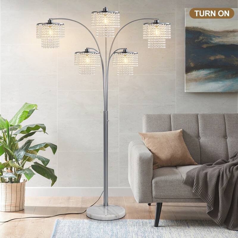 Brio 80" 5-Light Modern Crystal Arc Floor Lamp - 80