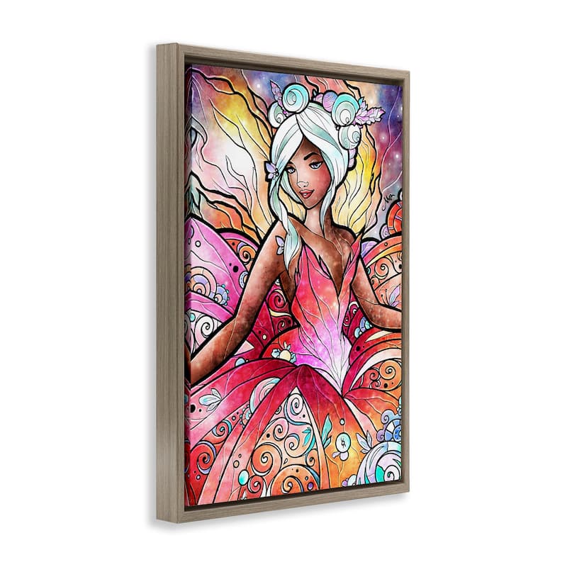 Stupell Pastel Nouveau Fairy Framed Floater Canvas Wall Art Design By Mandie Manzano