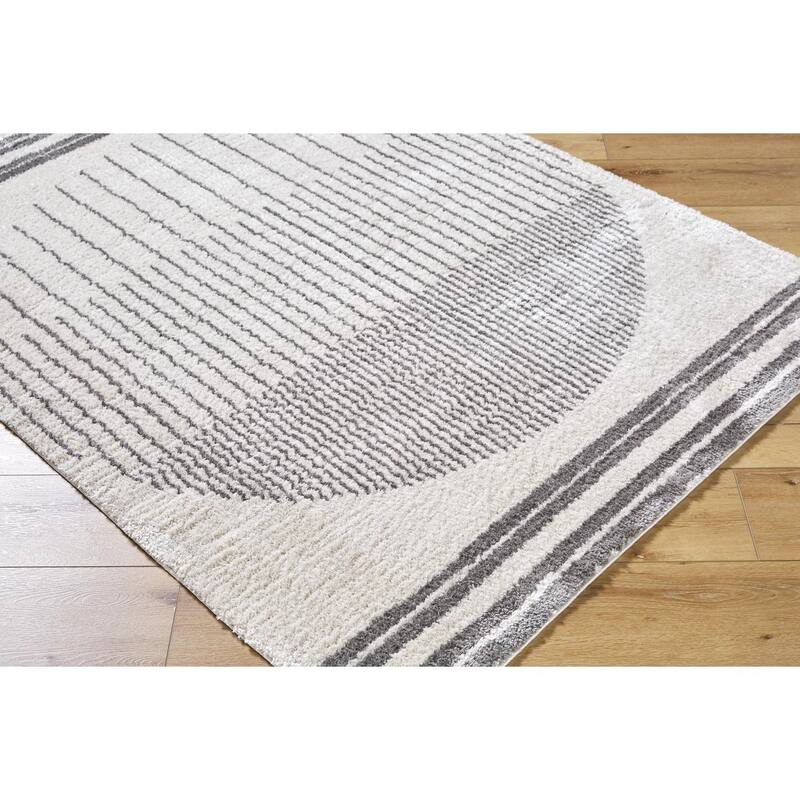 Livabliss Scandinavian Fossay Shag Stripe Washable Area Rug