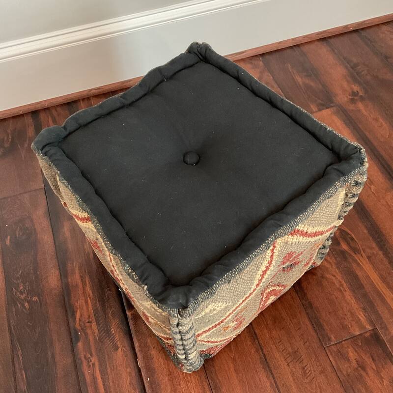 HERAT ORIENTAL Handmade Wool and Jute Upholstered Pouf