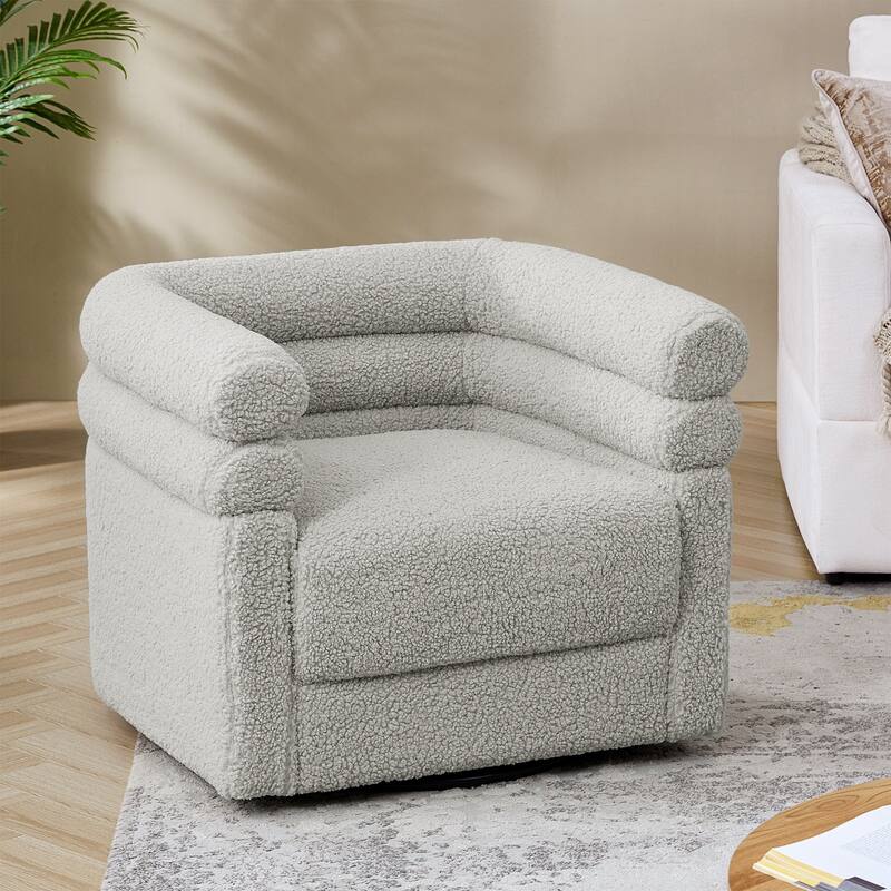Rosa Modern Boucle Swivel Chair with Pillow by HULALA HOME