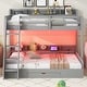 preview thumbnail 2 of 8, Twin over Full Bunk Bed with Storage Shelves, LED, Charging Station and a Drawer