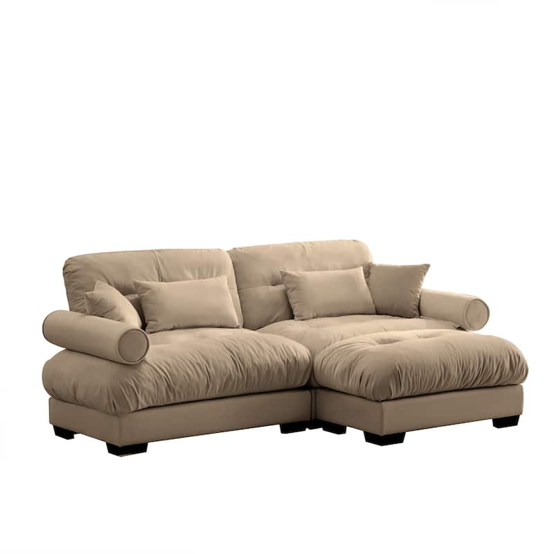 Modern 2-seater Loveseat Sofa with Ottoman & Pillows