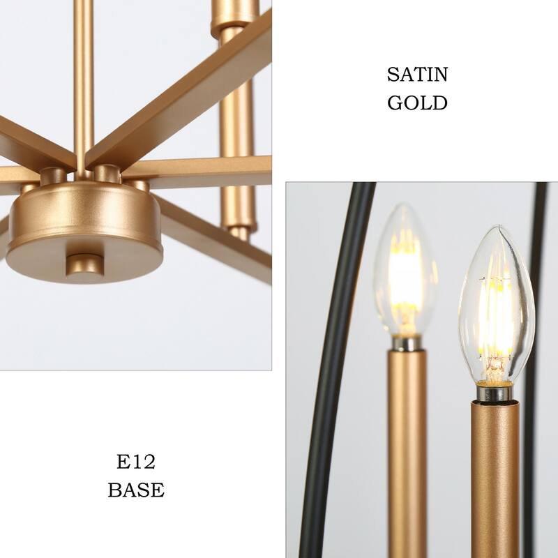 Modern 6-Light Birdcage Chandelier Black Gold Pendant for Dining Room - 23.6 " × 25 "