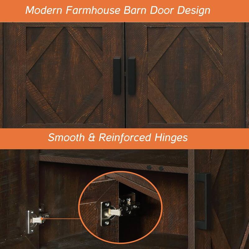 Farmhouse Entertainment Center with Storage Barn Door Cabinet for 50"-130" TVs