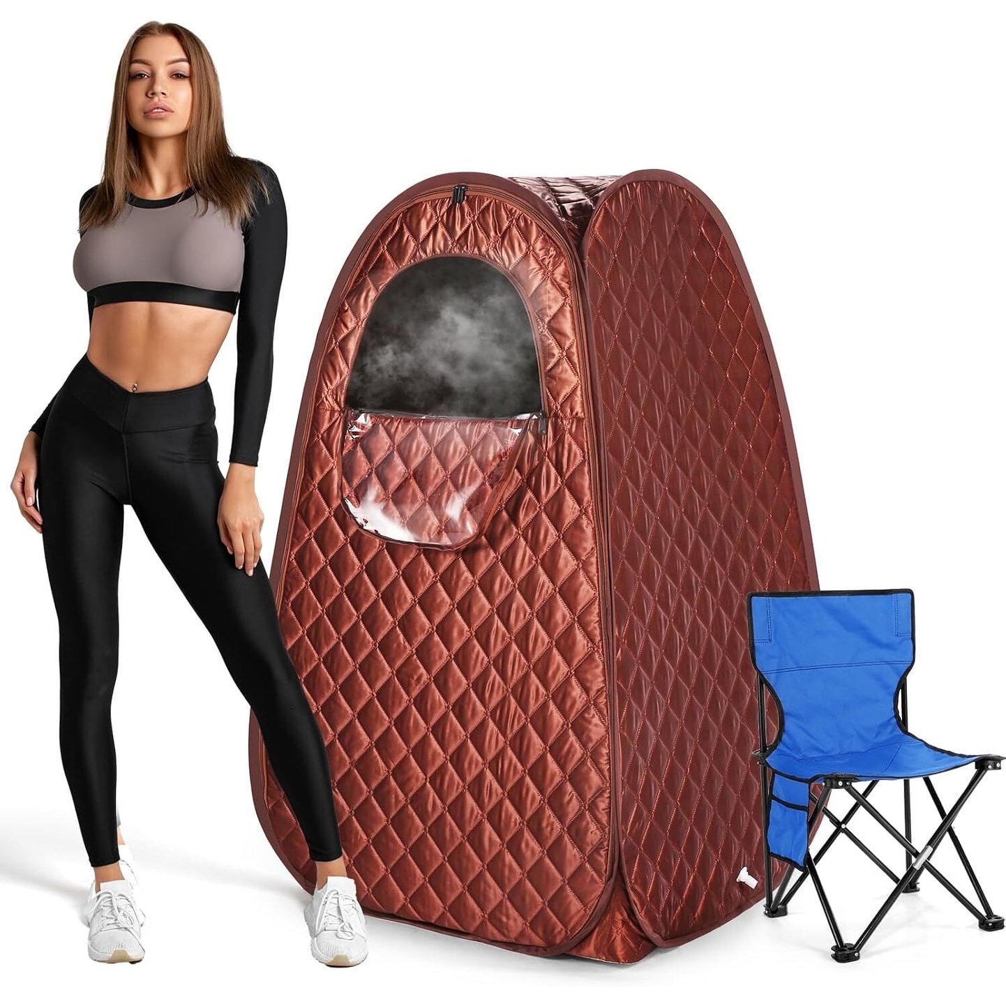 Single Person Sauna, Portable Steam Sauna Full Body for Home Spa, Sauna Tent with Steamer - 33 x 33 x 51 inches