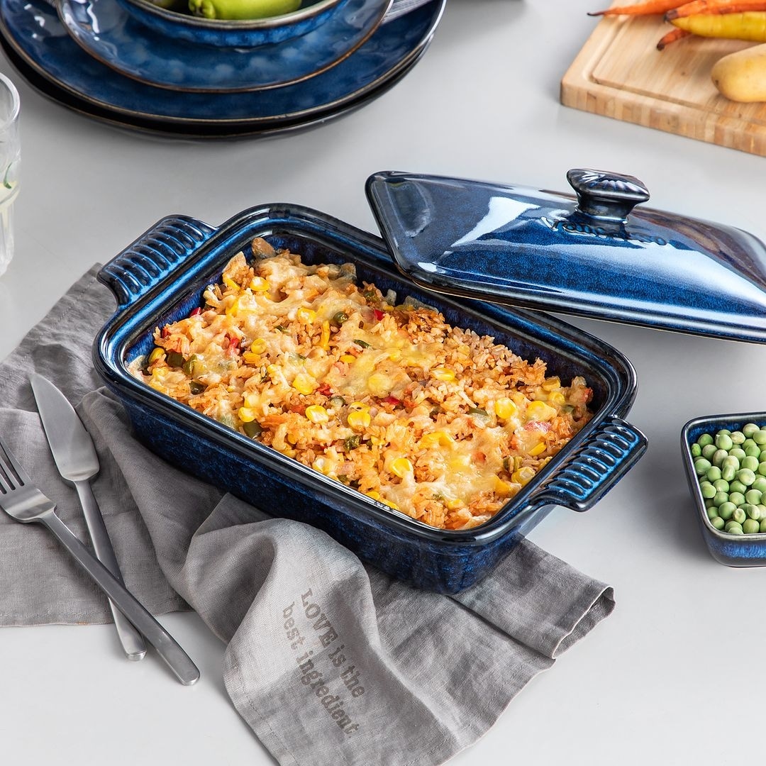 Blue casserole dish cheap