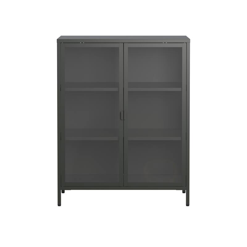 Benzion 39.96 inch Black Two Door Metal Storage Cabinet with Clear Doors