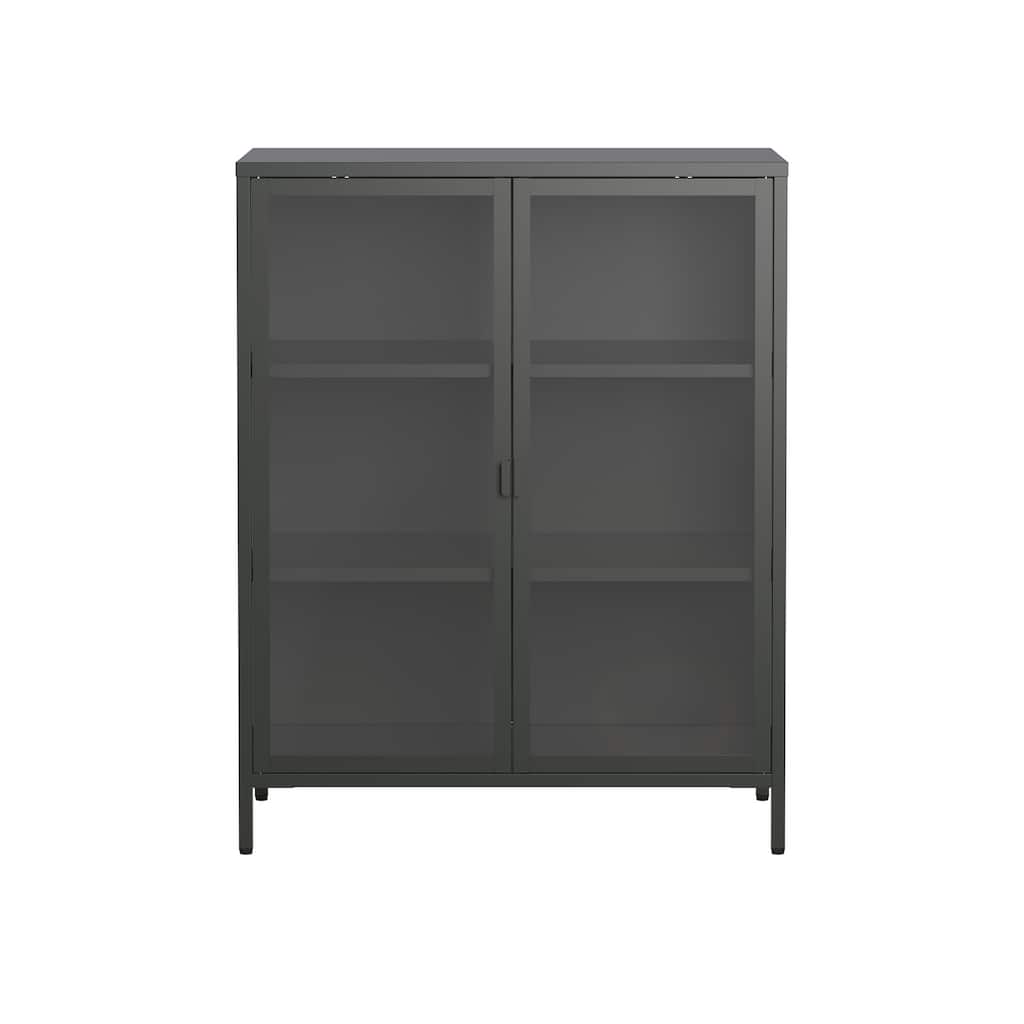 Benzion 39.96 inch Black Two Door Metal Storage Cabinet with Clear Doors