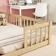 preview thumbnail 4 of 9, Kids Double Twin Size Floor Bed Frame with Guardrails, Natural