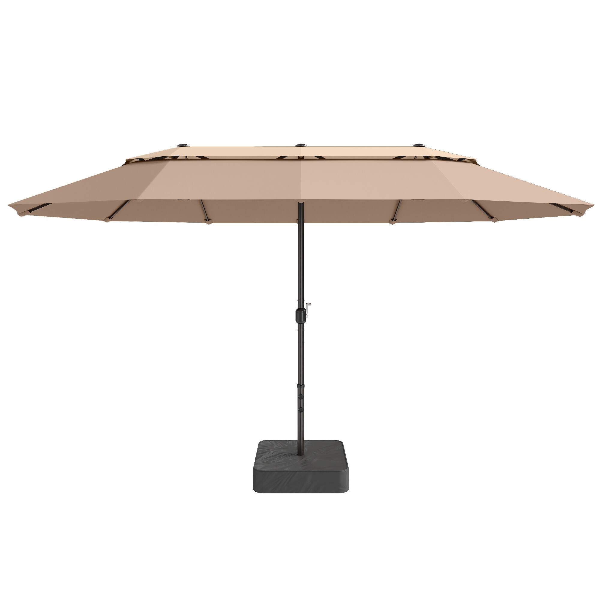 2 piece patio umbrella SUPERJARE 13FT Outdoor with Base Included, Double Sided Pool Umbrellas with Fade Resistant Canopy, Large Table Umbrella for Deck, Market, Backyard powered LED lights illuminate your outdoor entertaining space. Double-Sided Rectangular Patio Umbrella |