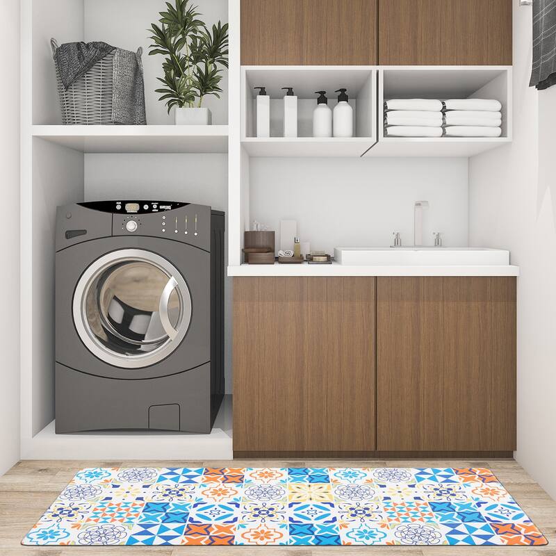 World Rug Gallery Geometric Tile Anti-Fatigue Standing Mat