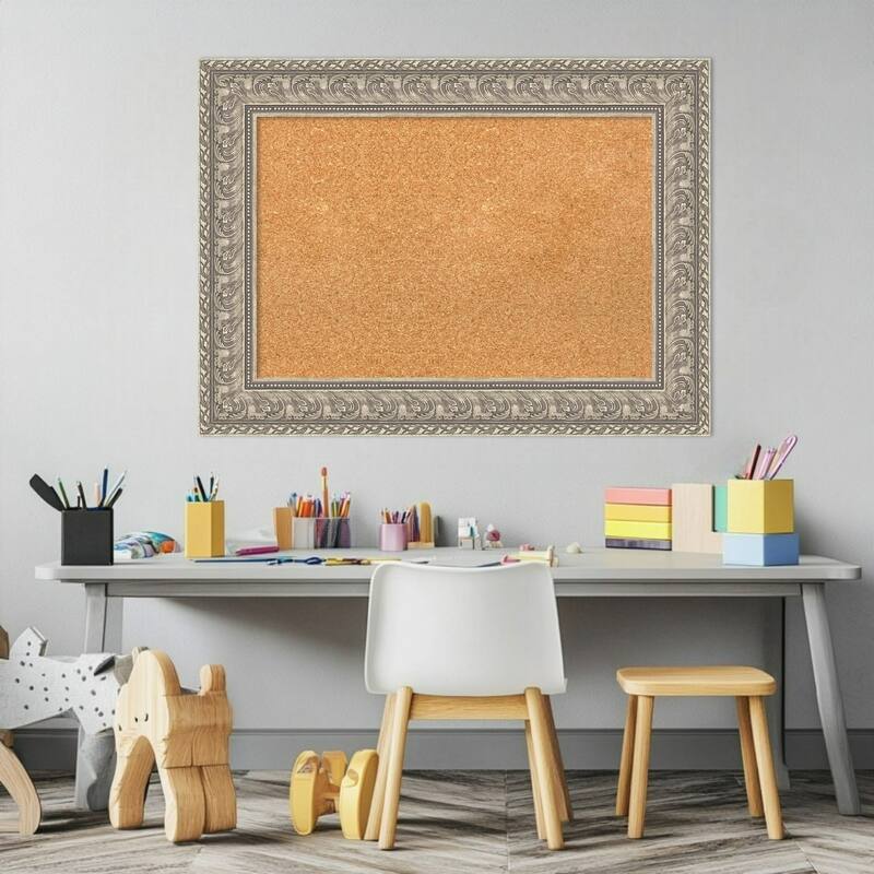 Sydney Silver Framed Cork Board - Bulletin Board, Organization Board, Pin Board