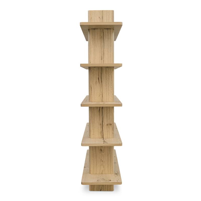 NADAAL STUDIOS Thalor Bookshelf, Large Dark Oak with Bullnose Vertical Supports, Rounded Edges Metal Detail, Dark Brown