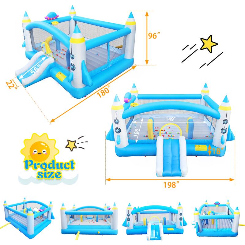 Multifunctional Jump 'n Slide Inflatable Bouncer - Multicolor