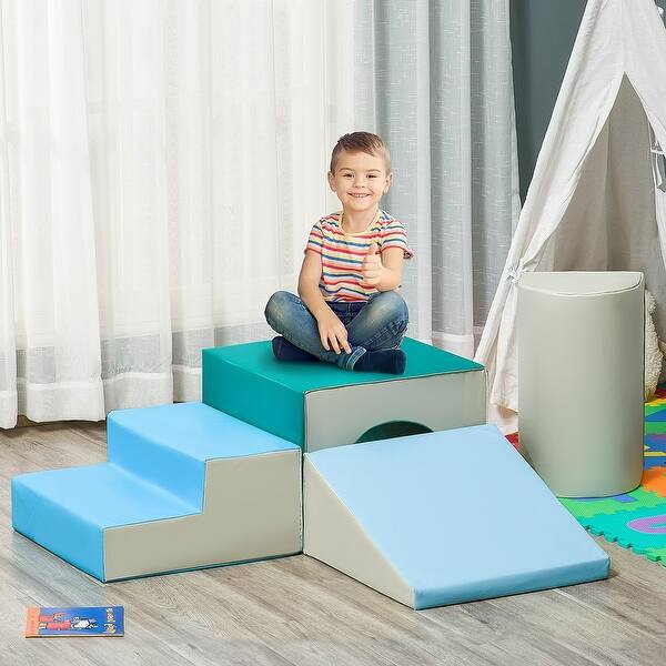 slide 2 of 10, 4 Piece Foam Play Set Crawling & Sliding Set for Toddlers Multi