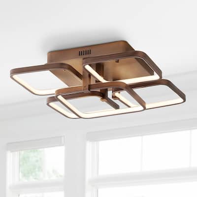 Cristal 17.5" Integrated LED Metal Flush Mount Ceiling Light, Coffee by JONATHAN Y