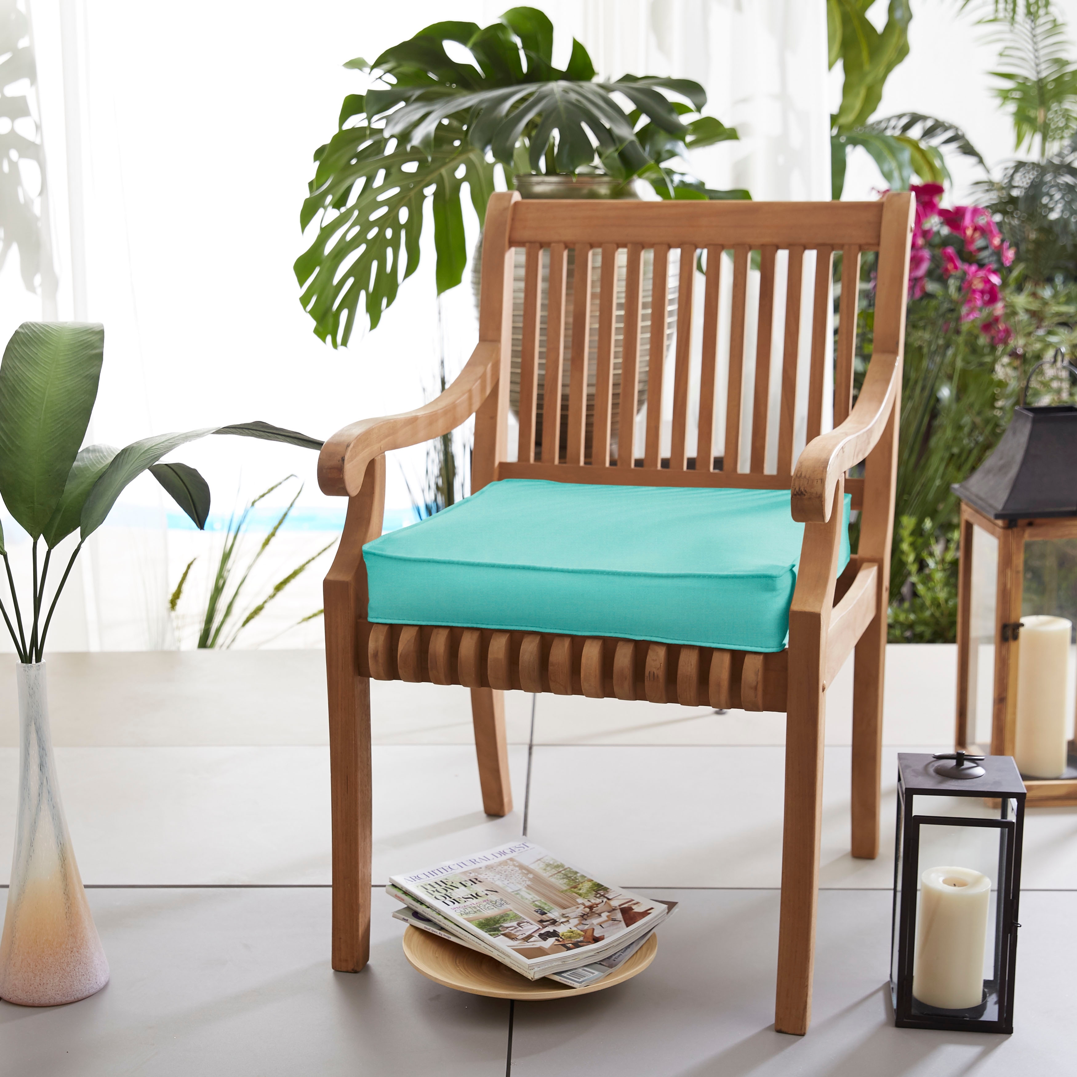 Sorra Home Aruba Blue Indoor/ Outdoor 20-inch Chair Cushion with Sunbrella Fabric