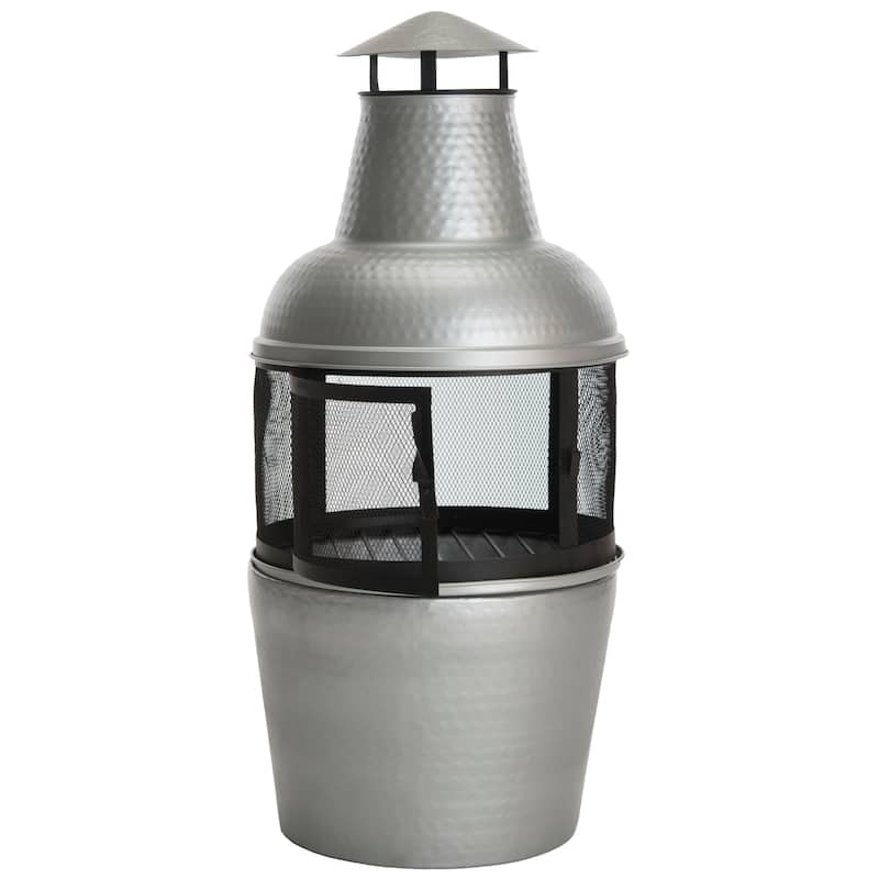 SAFAVIEH Mirbana Silver/ Black Chiminea - 18" x 18" x 40" - 18Wx18Dx40H
