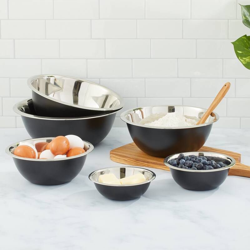 JoyJolt Stainless Steel Food Kitchen Mixing Bowl - Set of 6 - .5QT .75QT 1.5 QT 3QT 4QT 5QT