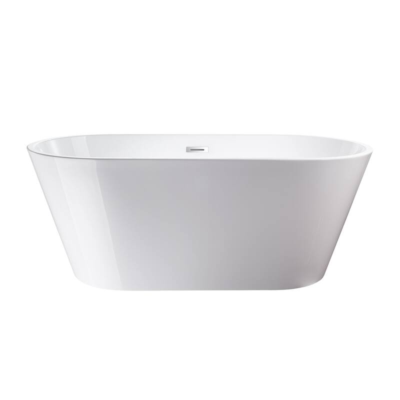 Vanity Art 54" Non-Slip Acrylic Freestanding Soaking Bathtub with Slotted Overflow & Pop-up Drain