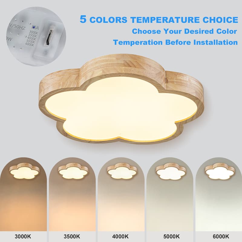 Integrated LED 5CCT Farmhouse Flush Mount Ceiling Light, 5 Color Temperature Selectable