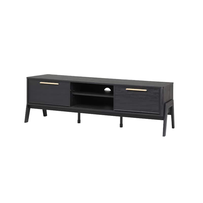 NPD Furniture Heaton 60.5 Inch Low TV Stand with Storage - Black