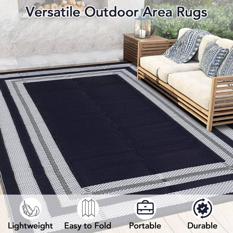 Outdoor Plastic Straw Rug Waterproof Outdoor Rug Reversible Plastic Camping Rugs for Patio Porch Deck Backyard