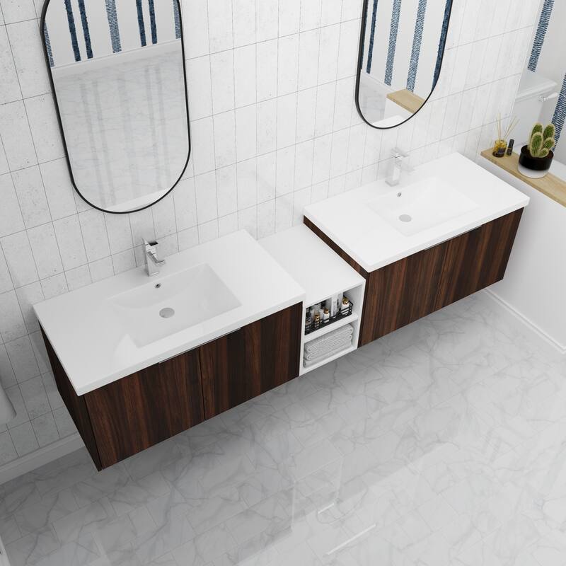 ARTCHIRLY 24/36/48/60/72/84 Inch Bathroom Vanity with Sink, Floating Bathroom Vanity with Soft Close Door and Shelf